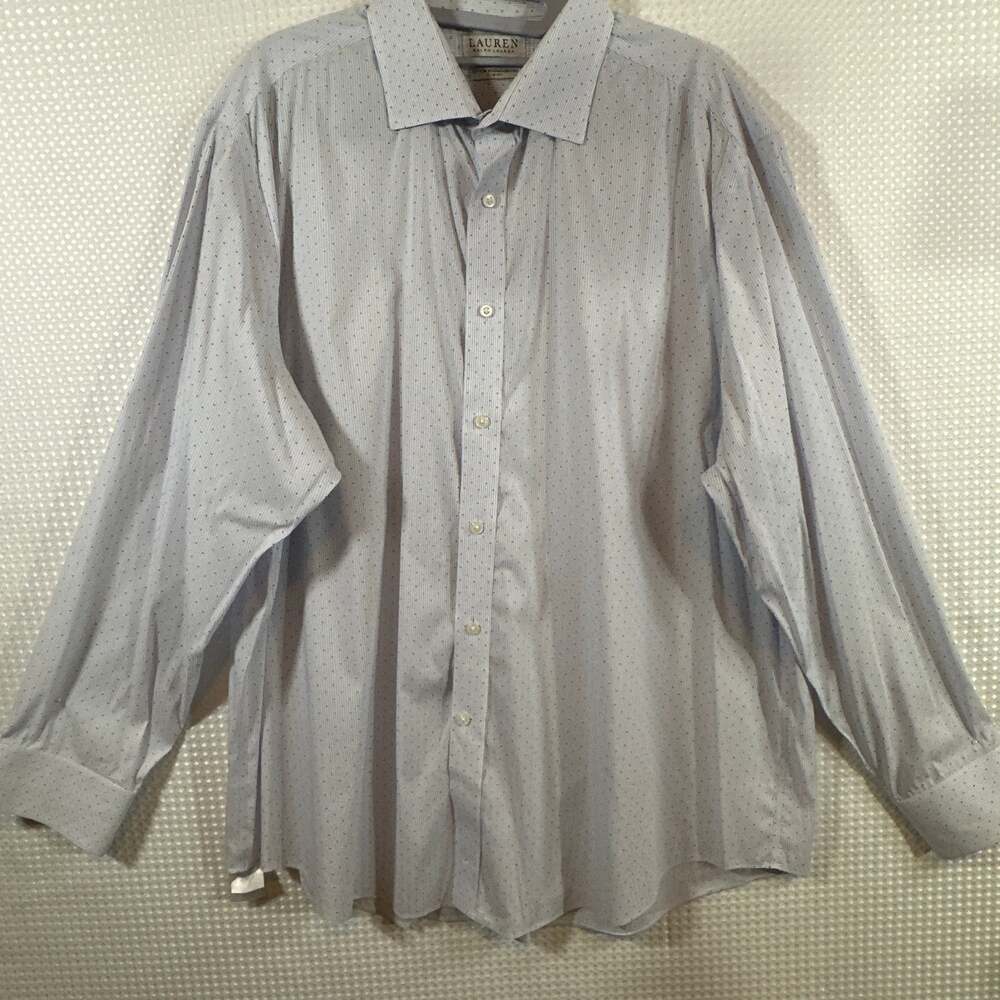 Ralph Lauren Blue and White Geometric Print Long Sleeve Dress Shirt